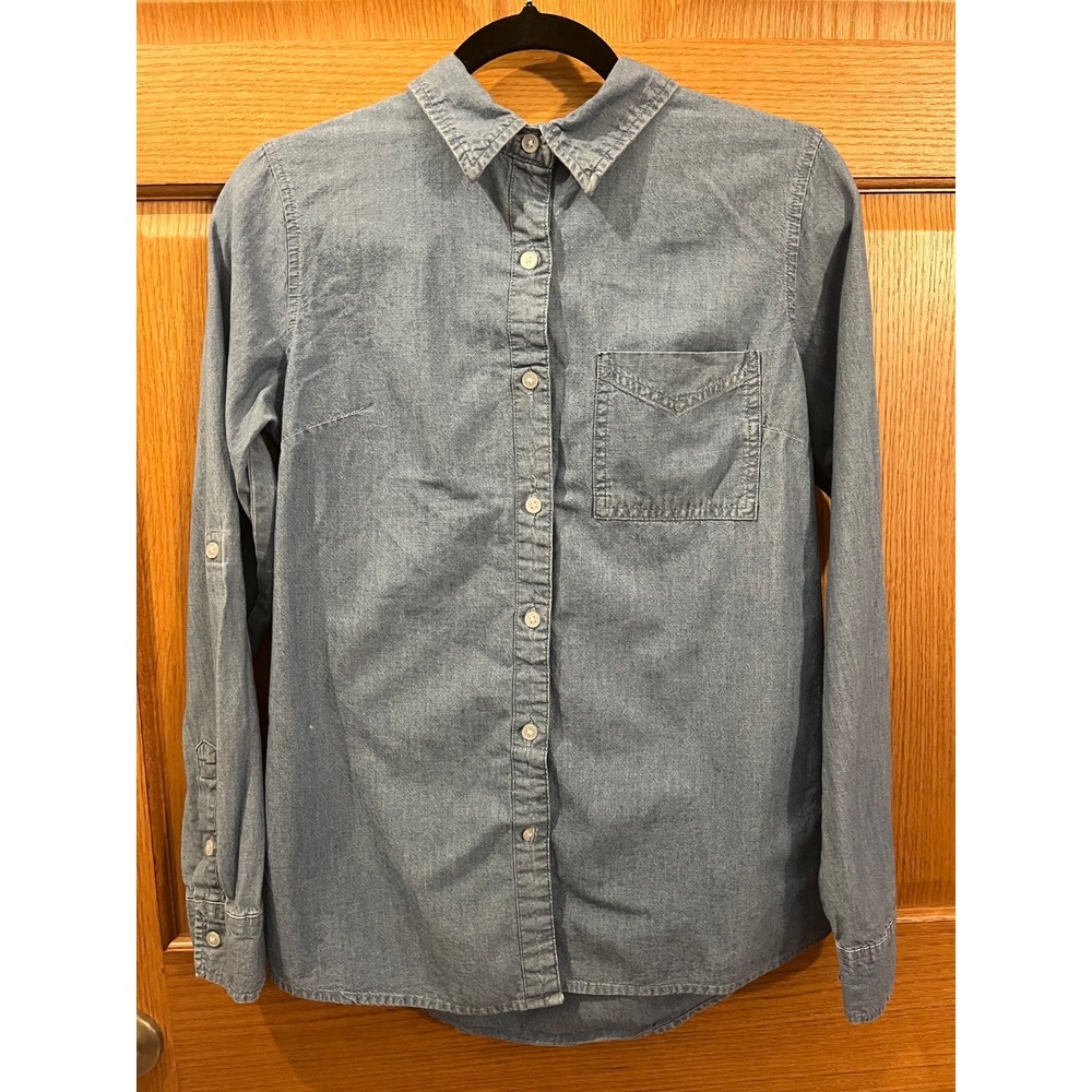 Rugged Heritage Vintage Coastal Chambray Denim Button Down Long Sleeve Small